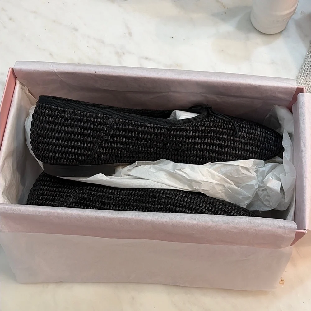 NWT Mansur Gavriel Black Woven Ballet Flats size 37
